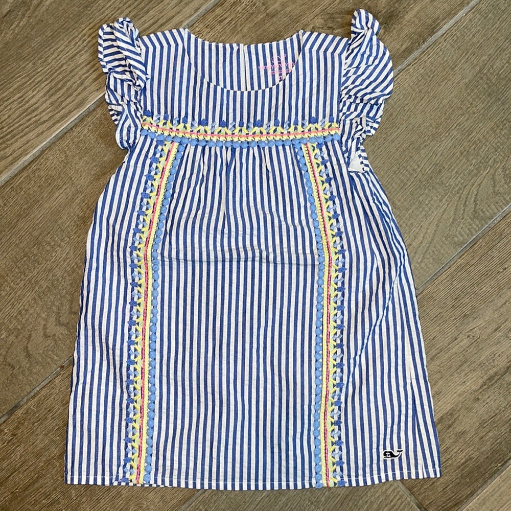 Vineyard Vines Girls' Embroidered Seersucker Dress; 2T